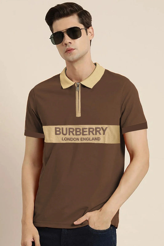 Brbrry 'The Lndn Englnd' Edition Zip Men's Polo Shirt