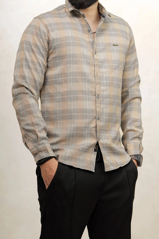 Turbo Plaid Pattern Creation Long Sleeve Cotton Casual Shirt