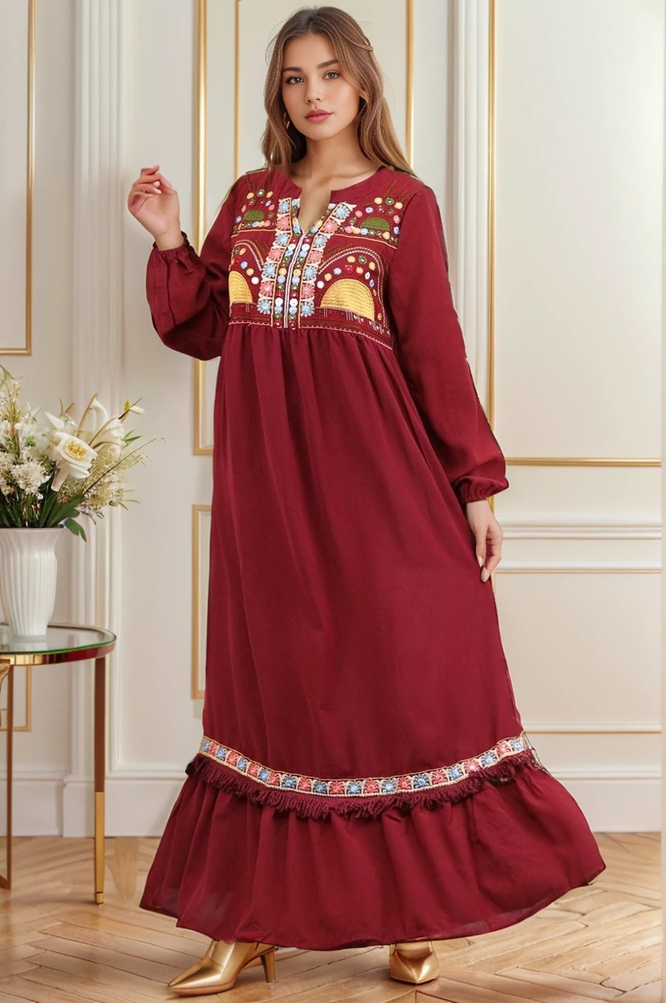 Sale 30% Embroidered Design Formal Fit Frock